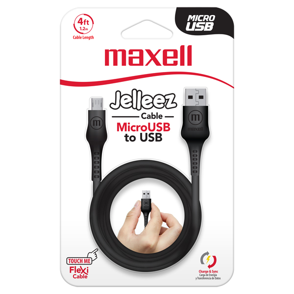 Maxell CB-JEL-Micro-4ft USB to USB-C Jelleez Cable Negro