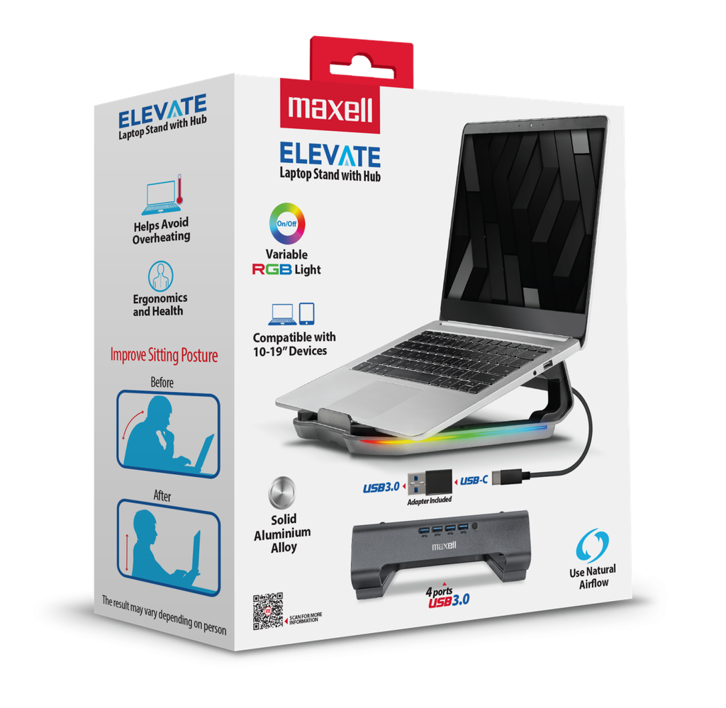 Maxell LC-4 RGB Soporte con Hub para Portátiles (Laptop) 4 Puertos 3.0