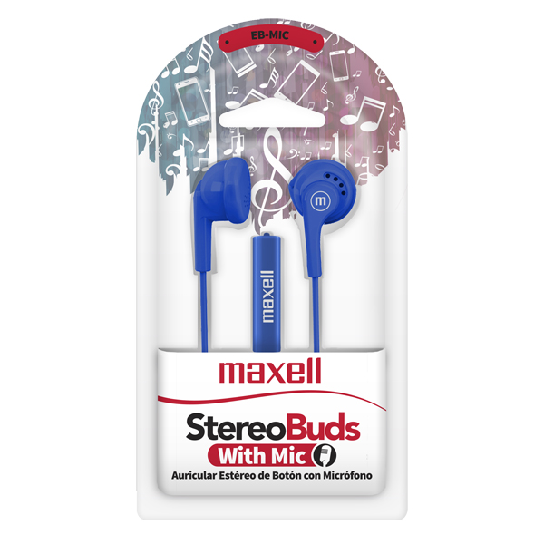 Maxell EB-MIC Earbuds con Micrófono Azul Marino (12 Unidades)