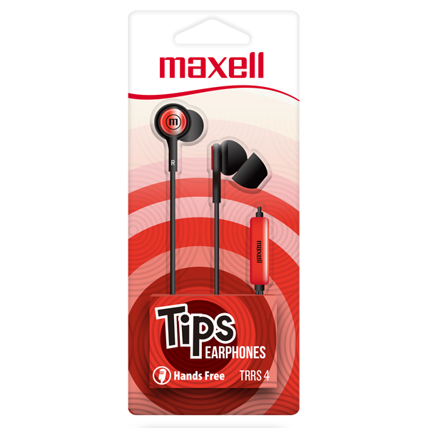 Maxell IN-TIPS In Ear Stereo Buds con Micrófono Rojo (12 Unidades)