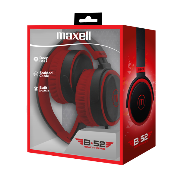 Maxell HP-B52 Full Size Headphone con Micrófono Gris/Rojo