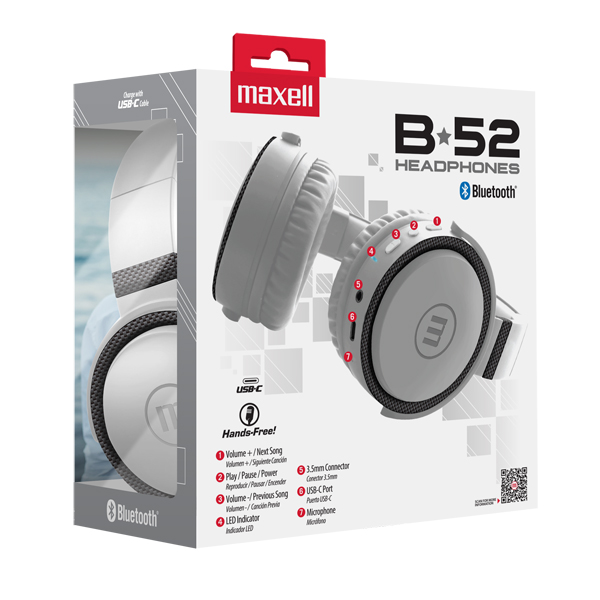 Maxell HP-BTB52 BT Full Size Headphone Blanco