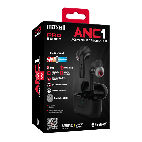 Maxell EB-BTANC1 BT TWS ANC1 Pro Earbuds Negros
