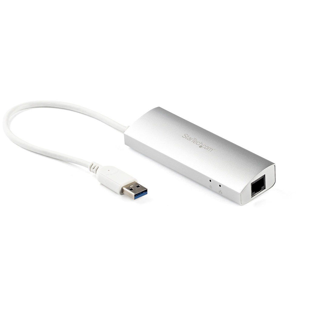 StarTech.com USB 3.0 to Ethernet Adapter, 3 Puertos USB 3.0 Hub con 10/100/1000M Gigabit Ethernet LAN