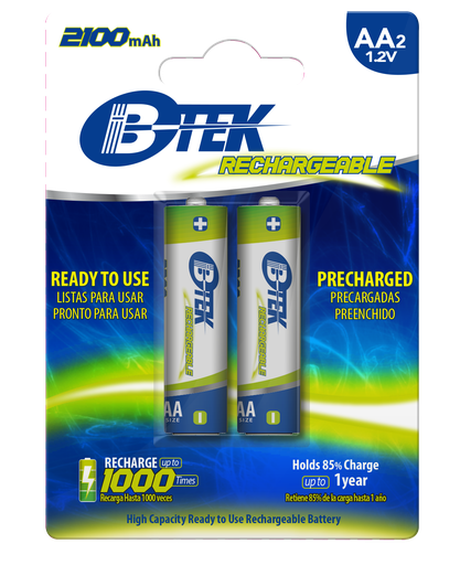 [8008506800027] BTEK BRC-MH3 Baterías Recargables Precargadas AA 1,2V 2100 mAh Blister/2