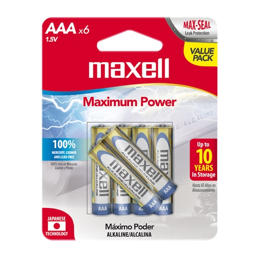 [723813] Maxell LR03 4+2PK Batería Alcalina AAA (Total 144 Baterías)