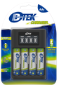 BTEK BBC-400 Cargador de baterías carga rápida USB con baterías AA. Trae 4 baterías de 2300mah.