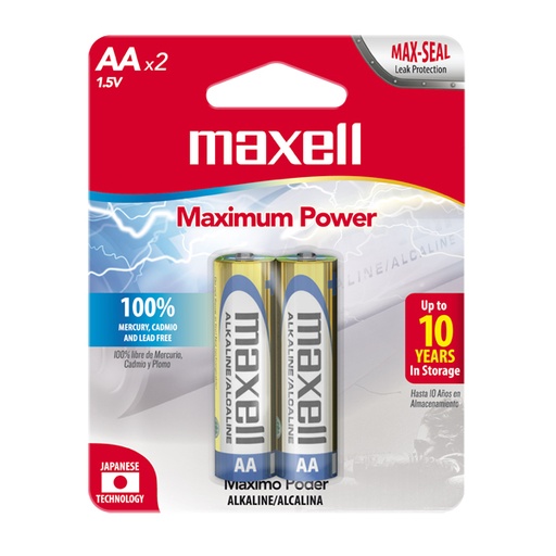 [723407B2] Maxell LR06 2PK Batería Alcalina AA 1,5VOLTS Blister 2 Unidades