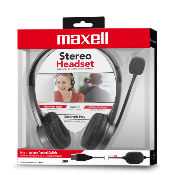 Maxell HS-HMIC Midsize USB Headset con Micrófono Boom