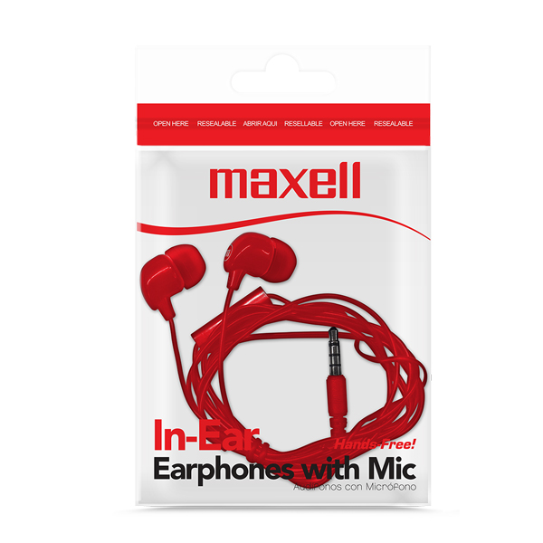 Maxell IN-BAX Audífonos con Micrófono Rojo (50 Unidades)