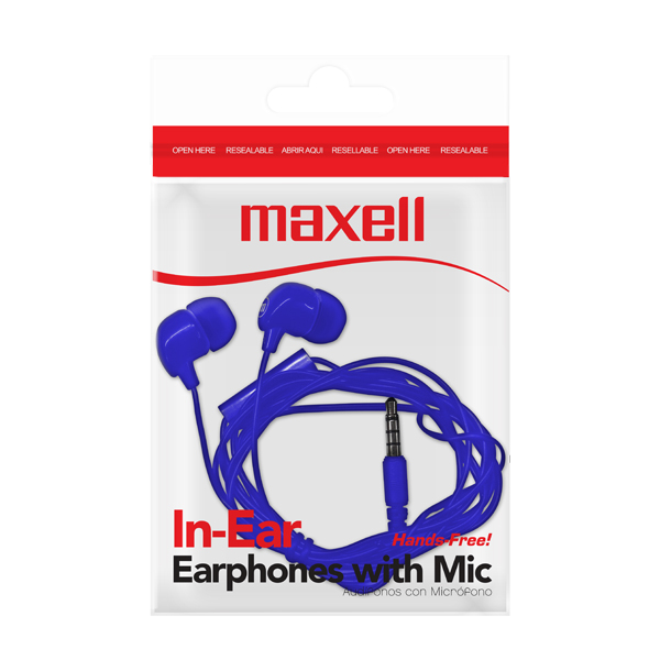 Maxell IN-BAX Audífonos con Micrófono Azul (50 Unidades)
