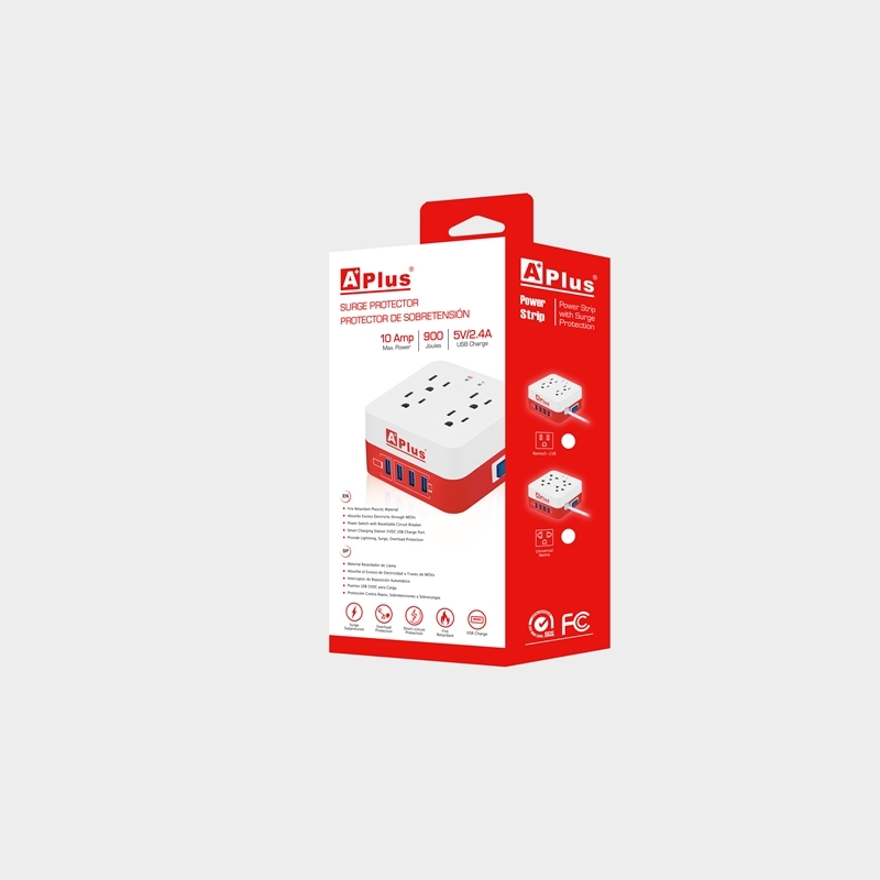 PROTECCION DE SOBRETENSION  10 AMP 900 J, 4 SALIDAS CON 4 USB  SMART CHARGERS, CABLE DE 1.2M 