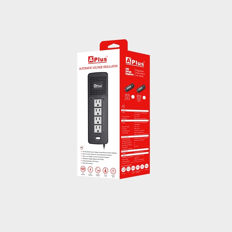 ESTABILIZADOR AUTOMATICO DE VOLTAJE 1000 VA/500 W, 4 SALIDAS, 175 J, MODELO 10-1000N