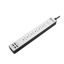 APlus PlusCharger 1-15A-18M Protector de Voltaje 15A y Estación de Carga, 900 J, 6 Salidas con 4 USB Carga Inteligente, Cable de 1.8m