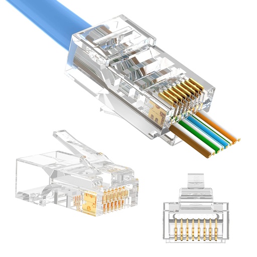[CRJ4550PK] Conector Cat5e RJ45 Macho Modular Trenzado (50 unidades)