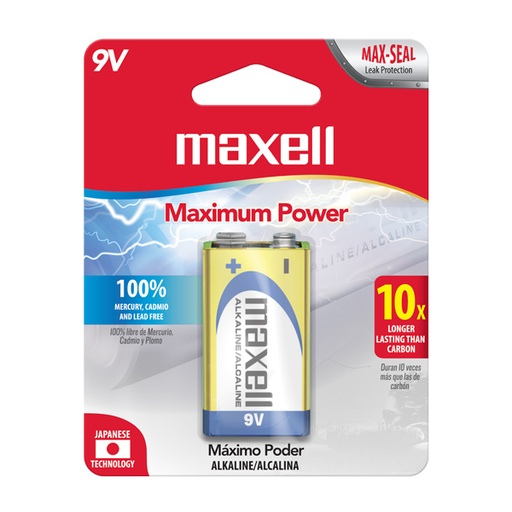 [721150] Maxell 6LF22-6LR61 1PK Batería Alcalina 9 Volts Blister 1 Unidad