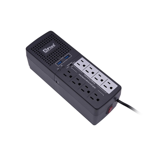 [PLUSSHIELD 2-1000N] APlus PlusShield 2-1000N Estabilizador Automático de Voltaje 1000VA/500 W, 8 Salidas, 320 J, 2 USB Cargador Inteligente